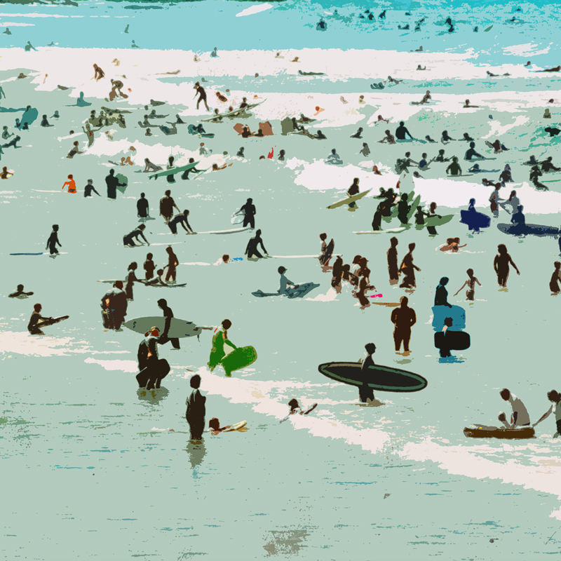 croyde surfers on the devon beach by jenny urquhart