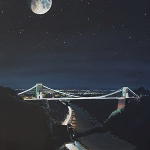 full moon shining over the clifton suspension bridge by jenny urquhart